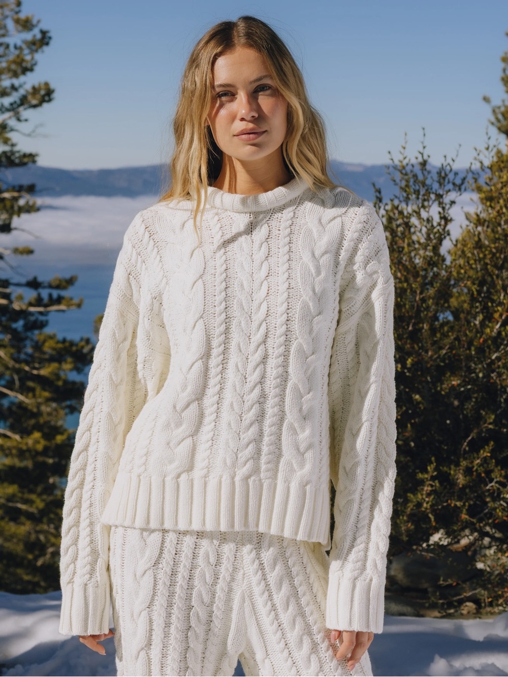 Daily Drills Classic Cable Knit Sweater - Cream